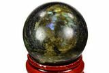 Flashy, Polished Labradorite Sphere - Great Color Play #105752-1
